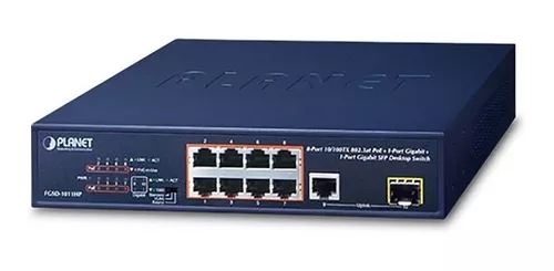 Switch Gigabit PoE de 8 puertos con enlace ascendente de 2 gigabit,  compatible con 802.3af/at, alimentación incorporada de 120 W, metal no