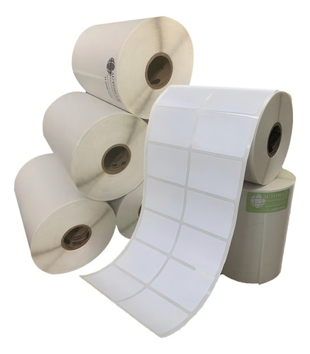 Kit Com 40 Rolos De Etiqueta Adesiva Couche 50x30 (mm) 2 Col Cor Branco