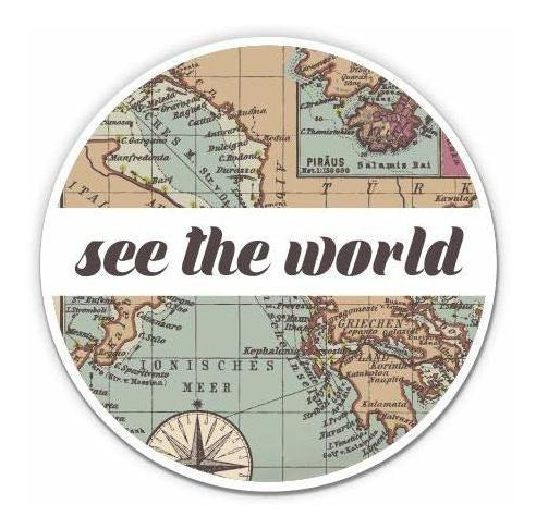 See The World Travel Retro Globe Map - Adhesivo De Vinilo De