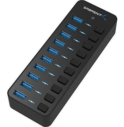 Hub Usb 3.0 Sabrent 10 Puertos 60w, Switches Y Leds