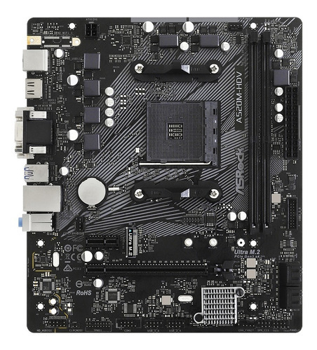 Placa Madre Asrock A520m-hdv Color Negro