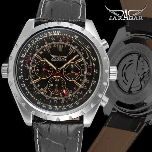 Relógio Mecânico Automático Masculino Com Pulseira De Couro