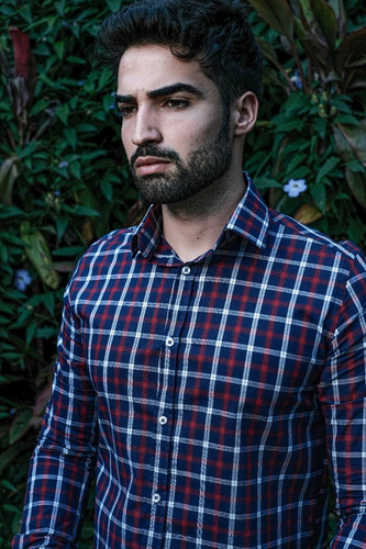 Imagem 5 de 7 de Camisa Manga Longa Masculina Slim Fit Xadrez