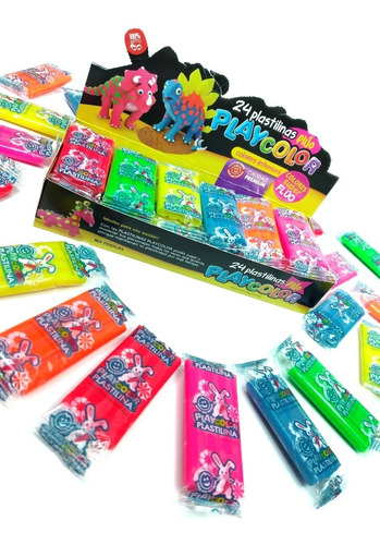 Plastilina Playcolor Fluo X24 Barritas Distribuidora Lv