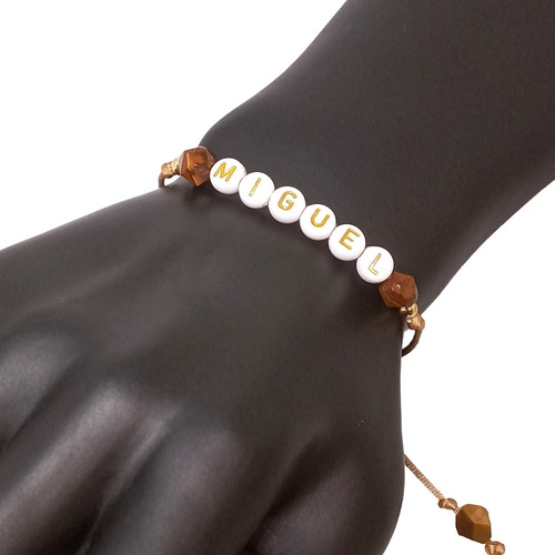 Pulsera Hombre | Nombre Miguel | Cuarzo Marrón Joyas Lucyana