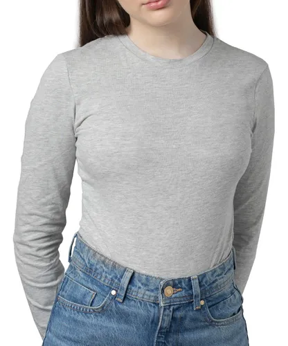 Camiseta manga larga gris mujer hotsell