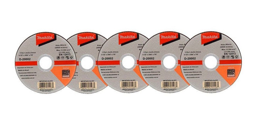 Disco De Corte Para Inox Makita D-20002 Jogo Com 5 Unidades