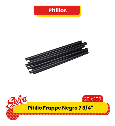 Pitillo Frappé Negro 7 3/4''