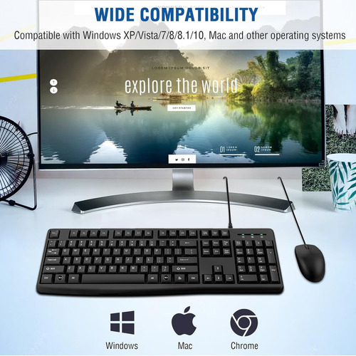 Combo De Teclado Y Mouse Con Cable