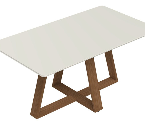 Mesa De Jantar 160cm Retangular Com Vidro Avena Gewt