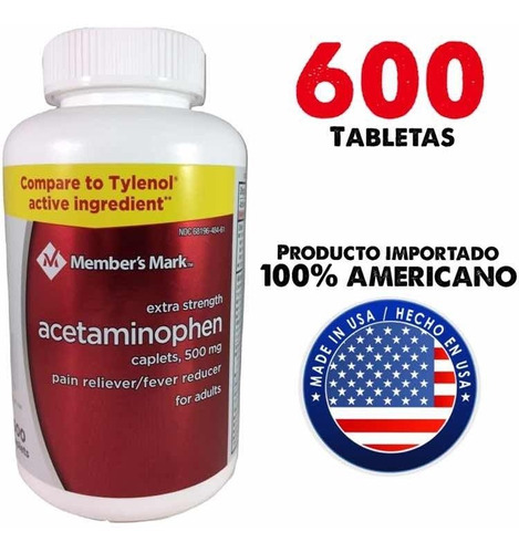 Acetaminofen 500 Mg X 600 Tabletas Americano Members Mark