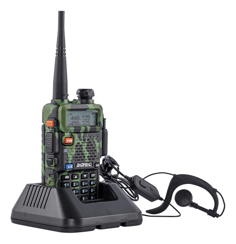 Handy BaofengUV‑5R 8W Camuflado Bi Banda 2 Baterías Manos Libres 128 canales luz LED