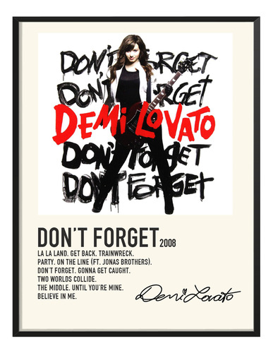 Poster Demi Lovato Album Tracklist Exitos Don't Forget 80x40