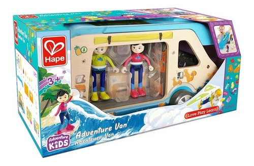 Furgoneta Van Aventuras En Madera Con Muñecos Hape Color Multicolor