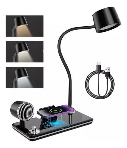 Juoytgxz 4 En 1 Multifuncional Lámpara Led Lampara Bluetooth Cargador Carga Externa De Teléfono Móvil, Reloj De Pantalla, Altavoz Bluetooth, Lámpara De Escritorio Con Protección Para Los Ojos