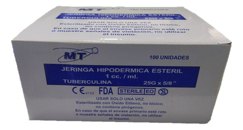 Jeringa Hipodermica Esteril 1cc Tuberculina 25g X 5/8