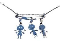 Comprar Dijes 3 Hijos Nena Nene Acero Quirúrgico Con Percha Y Cadena