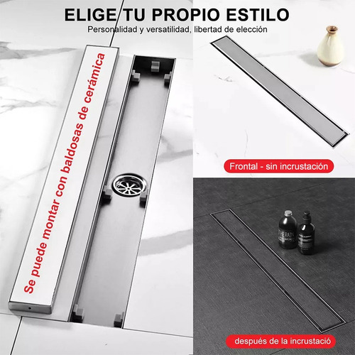 Coladera De Acero Baño Inoxidable Invisible Desagüe 10x60cm