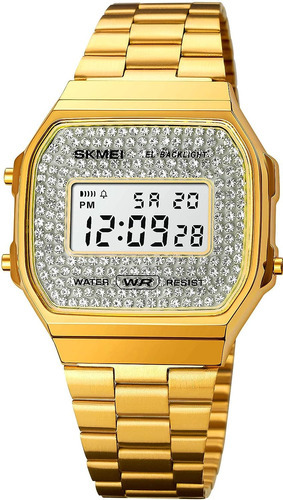 Classic Women's Gold Stainless Steel Digital Watch