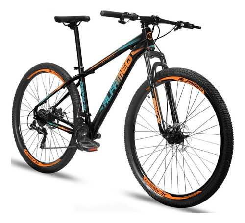 Bicicleta Aro 29 Alfameq Stroll Alumínio 24v Shimano Disco Cor Preto/laranja/azul Tamanho Do Quadro 17