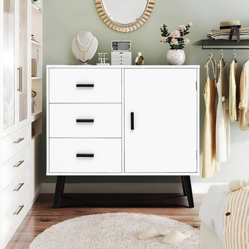 Comoda Velador Con Cajones Homer Design 80*30*78cm Americano Color Blanco