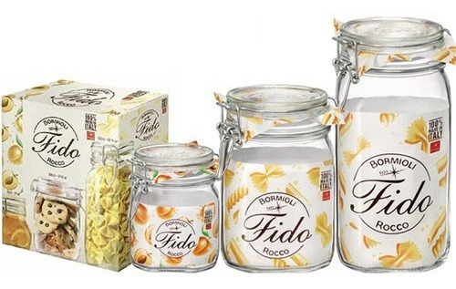 Conjunto 3 Potes Fido Hermético 500ml , 1l E 1,5l - Bormioli