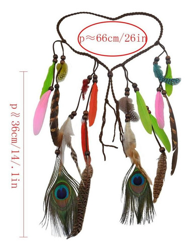 Lll A 2pcs Diadema De Pelo Con Plumas De Pavo Real