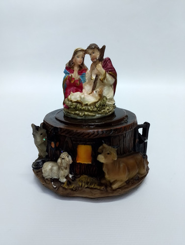 Escultura De Mesa Italy Nacimiento Jesus En Marmolina Y Oleo