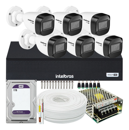 Kit Cftv Intelbras 6 Câmeras Vhd 1130 Mhdx 1008c 1 Tb Purple