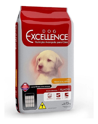 Dog Excellence Ração Raça Grande Filhotes Frango/arroz 15kg