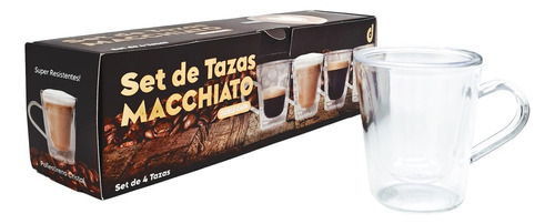 Set X4 Jarro Jarrito Café Machiatto Doble Pared Acrílico Hsk