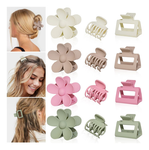 12pcs Grandes Clips De La Flor Para El Cabello Grueso Vdnnc