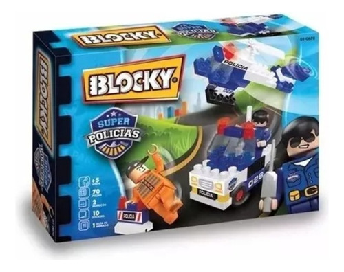 Bloques encastre Blocky Super Policías X 70 Pzas Para Construir