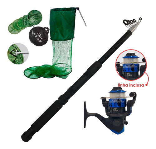 Kit Pesca Rio Vara P/ Molinete 2,40m Molinete Ht200 Samburá