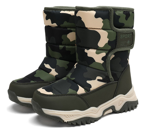 Botas De Nieve De Camuflaje Impermeables Cálidas Para Invier