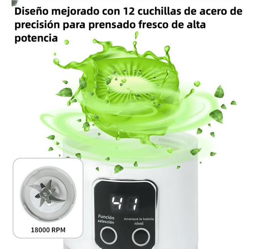 Trituradora De Hielo Portátil Recargable De 450 Ml Y 8 Cuchi