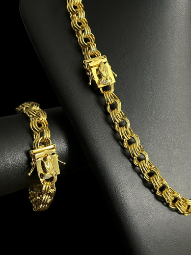 Kit Friso Triplos 12mm Fecho Mão Orando Banhado A Ouro 18k