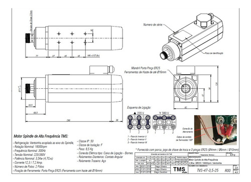 Motor Spindle 4,7cv Tecmaf + 3 Pinças