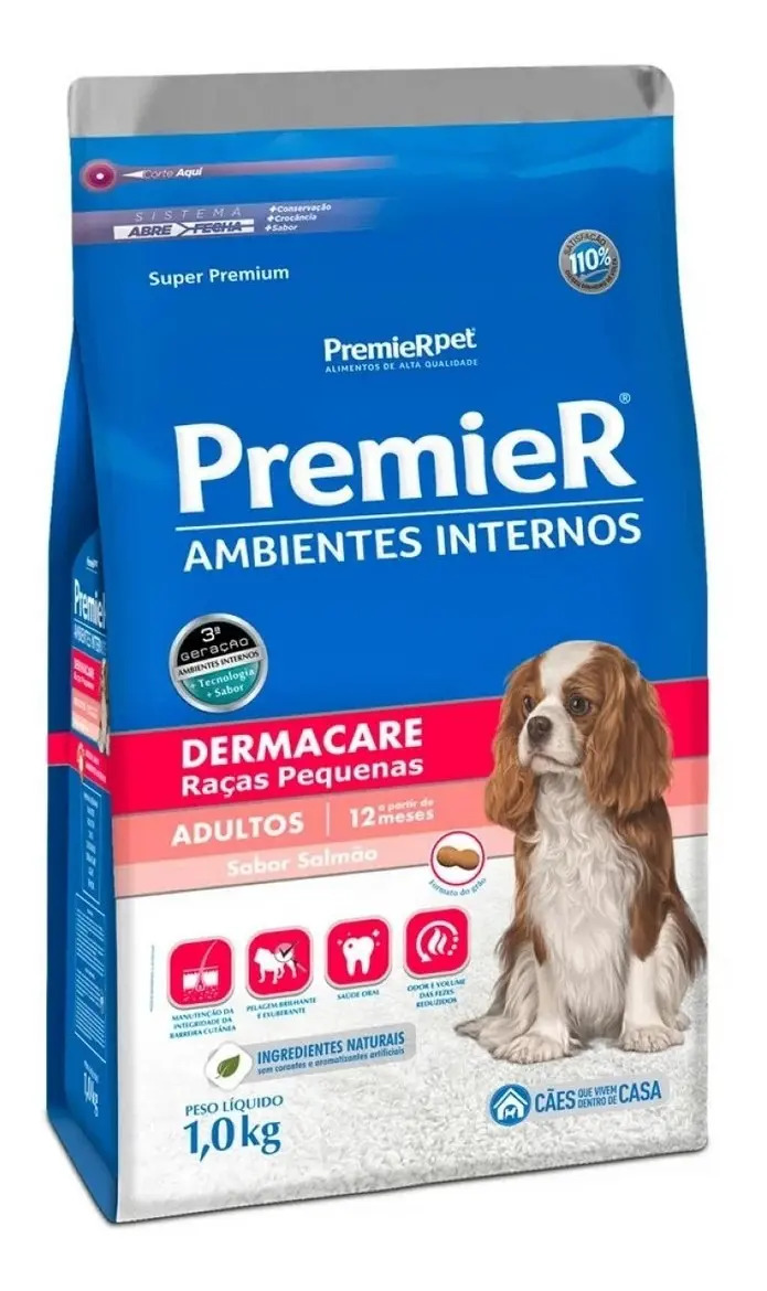 Ração Seca Cães Adulto PremieRpet Dermacare Salmão 1kg