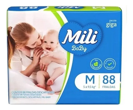 Fralda Descartável Mili Baby Ultra Seca Giga M 88un  Mili