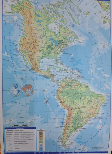 2 Mapas Escolares N°6 America Político Y Físico Político