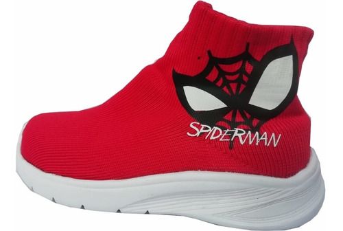 Tenis Tipo Calceta Rojo Estampado Spiderman