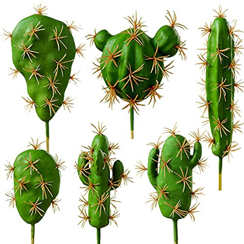 6 Piezas De Cactus Artificial, Material De Plantas Verd...