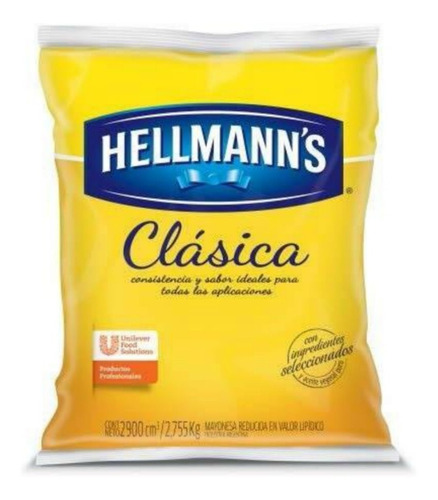 Mayonesa Hellmans Bolsa Sachet X 2900 Gr.