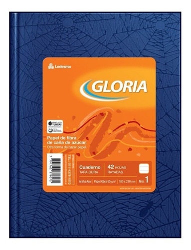 Cuaderno Gloria Tapa Dura 42 Hojas Rayado Azul Rayuela