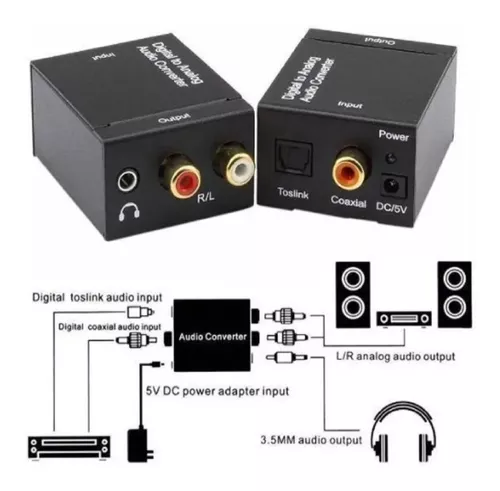 Conversor Audio Digital A Rca + Cable Optico Digital 1 Mts - $ 9.600