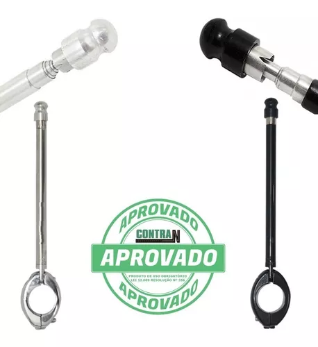 Antena Aparador Corta Linha Pipa Moto Retrovisor Preta Inox