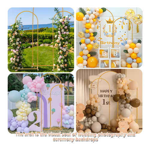 Soporte De Arco De Boda Metal Dorado Set De 3 Unidades