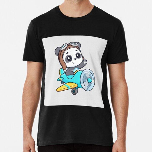 Remera Lindo Panda Piloto Volando Con Avión Icono De Vector 