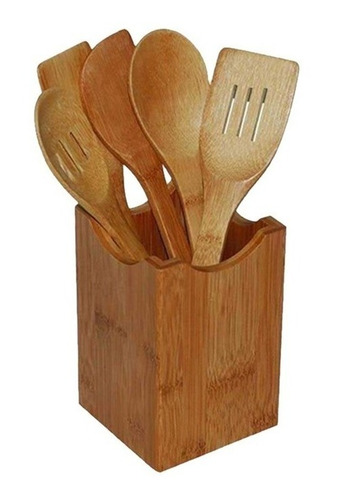 Set 6 Pzas Utensilios Madera Bamboo